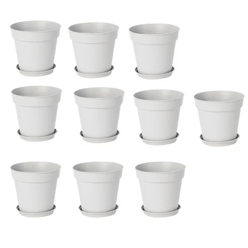 

Pots for Plants, 10 Pack Plastic Planters with Multiple Drainage Holes and Tray for All Home Garden Flowers Succulents