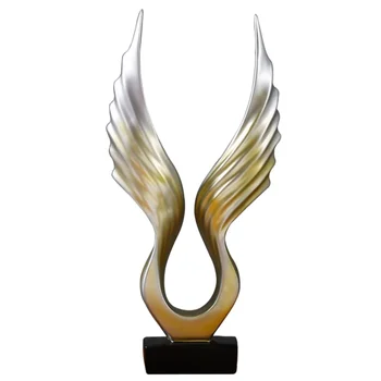 

1Pc Modern Sculpture Angel Wing Statue Resin Sculpture Tabletop Decoration Ornament for Living Room Bedroom Wine Cabinet (Golden