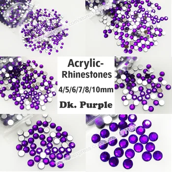 

4 5 6 7 8 10mm ACRYLIC RHINESTONES PURPLE Flat Back Round Diamante Gems BeadsTable Confetti DIY Crafts Beads Embellishments