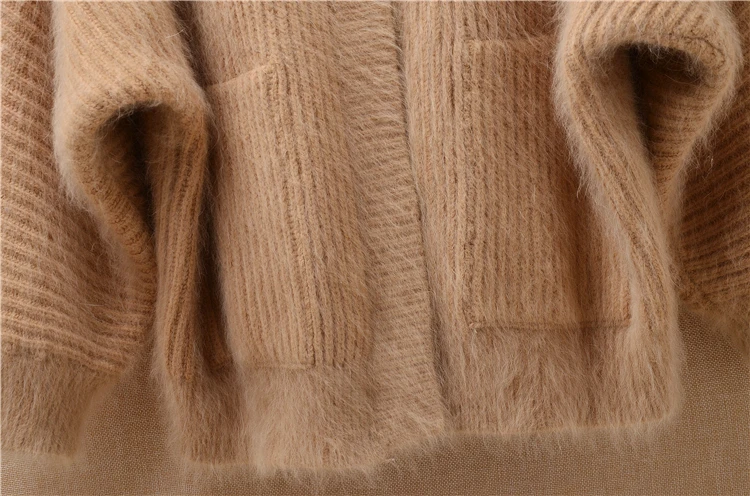 Толстые женские зимние плюшевые норковые кашемировые вязаные кардиганы с v-образным вырезом и длинными рукавами «летучая мышь»