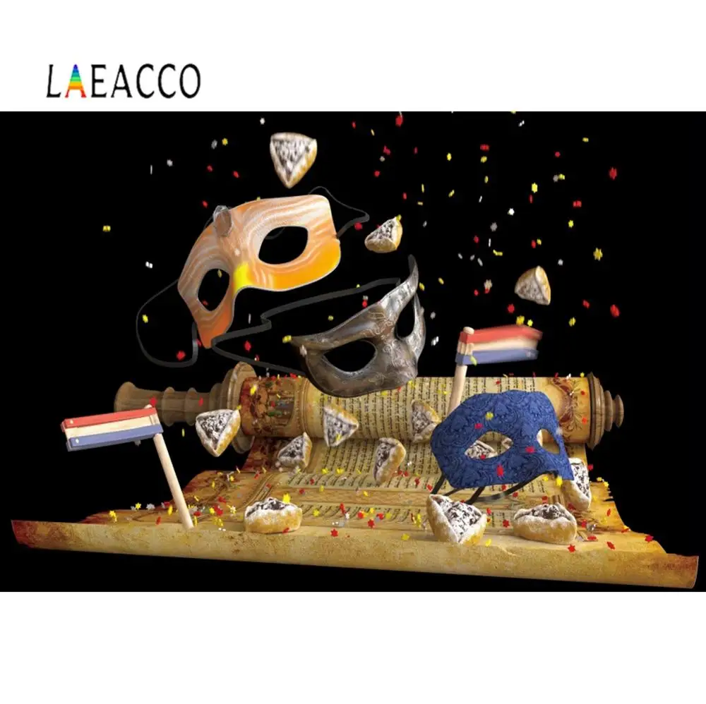 Laeacco Purim Festival Mask Judaism Photographic Backgrounds Personalized Photography Backdrop For Photo Studio Vedio Decoration |