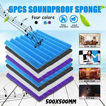 

6pcs Soundproofing Foam Studio Acoustic Panels Studio Foam Wedges 50x50cm Soundproof Absorption Treatment Panel