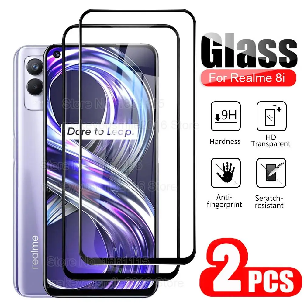 2Pcs Screen Protector Tempered Glass For Oppo Realme 8i 8s Protective 5 6 7 8 s Pro 8pro Realme8i 9H Film | Мобильные телефоны и