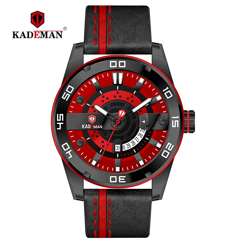 

803 KADEMAN Men Business Watch NEW Casual Auto Date Calendar Leather Wristwatches TOP Luxury Brand Waterproof Relogio Masculino