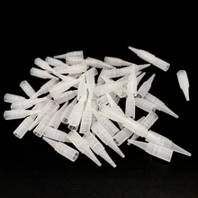 100 шт Пластиковые наконечники 1RL и 100 шт 0,35 мм 1RL ИГЛЫ Перманентный макияж машинка "Goochie" наконечники и иглы