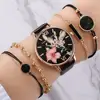 Lvpai-Conjunto de 5 uds. De relojes para mujer, pulsera de cuarzo negra, reloj de pulsera informal de cuero femenino ► Foto 3/6