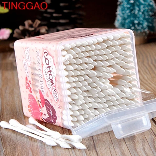 TINGGAO New 200Pcs Pointed handy Cotton Swabs Women Health Make Up q tip Cotton wabs Cosmetic Beauty Swabs Ear Clean Jewelry Hot