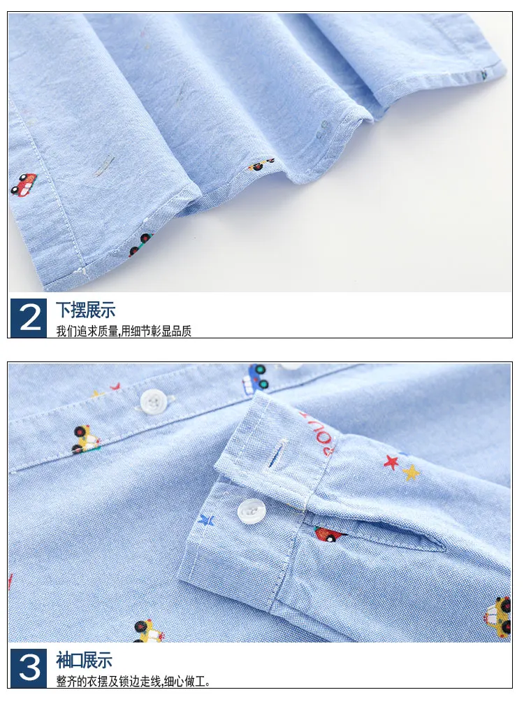 Childrenswear Long-sleeved Shirt Spring And Autumn New Style Children Pure Cotton Fold-down Collar Pointed Collar Small BOY'S Ba