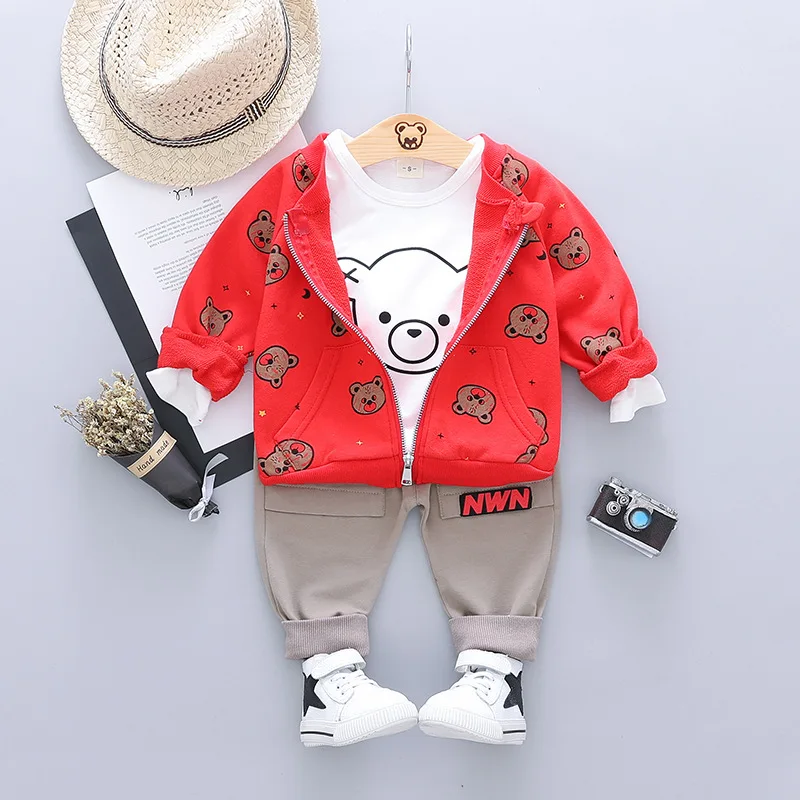 

BOY'S Spring Clothing 2019 Bear CHILDREN'S Suit Baseball Uniform Jacket Fashion Pants Three-piece Set Childrenswear 0-4-Year-Old