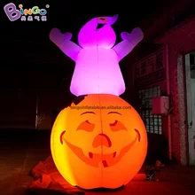 Индивидуальные 5 м высотой надувные красочные освещение призрак тыква форма лампы для хэллоуина украшения игрушки дисплей