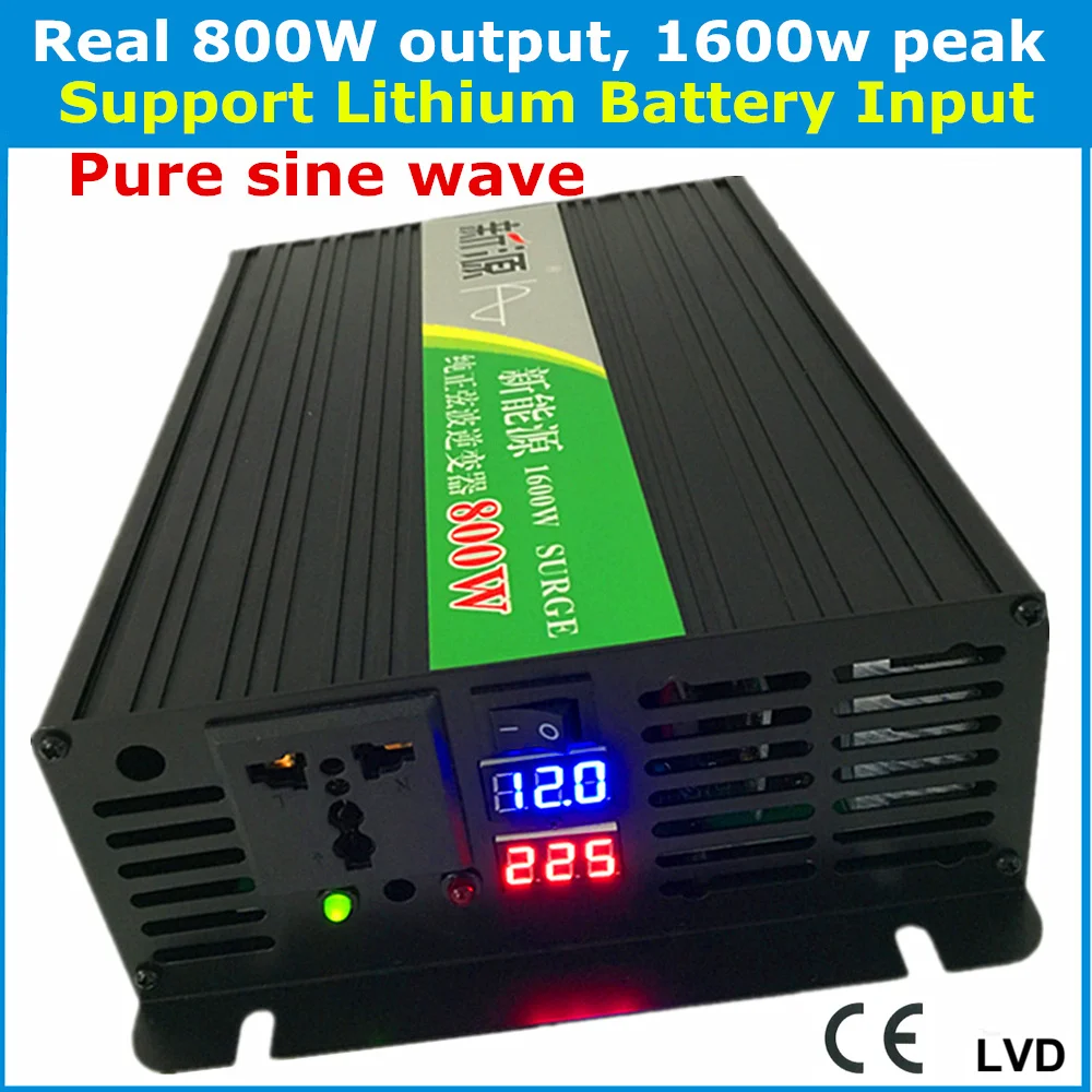800W Output &amp1600W Peak DC12v 24v to AC220v 110v 60hz Pure Sine Wave Inverter Lithium Battery Power Converter Solar Car | Автомобили и