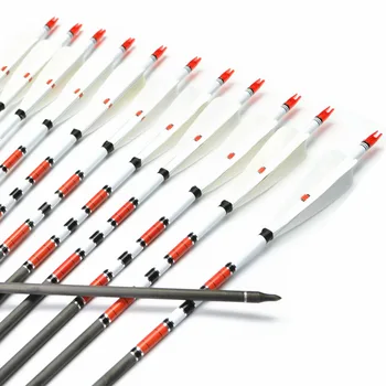 

12x Carbon Arrows 400 500 600 spine with 4*4” Turkey feather for Longbow Recurve Bow Hunting Archery 80cm Free Shipping