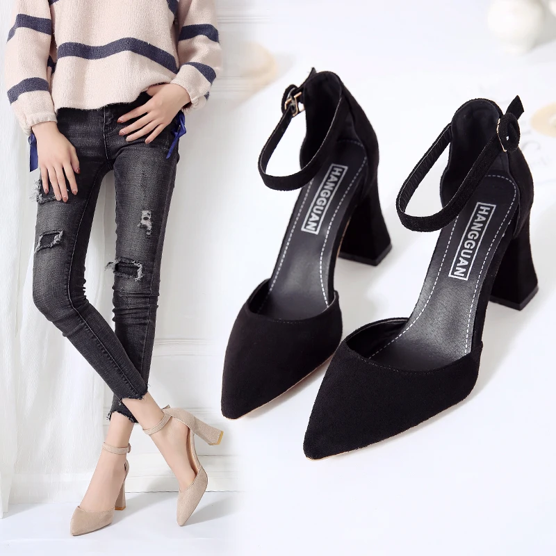HOT SummerSandalias Femeninas High Heels Flock Pointed Sandals Sexy Female Summer Shoes Mujer Zapatos Mujer Pumps 2021