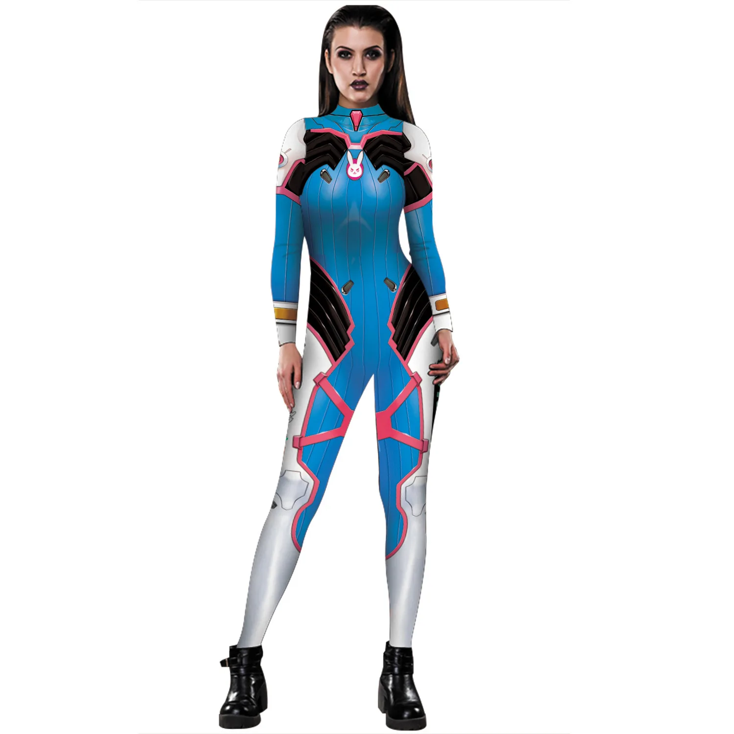 Костюмы на Хэллоуин для женщин плюс размер Overwatchs Косплей D Va Dva D. va Zentai спандекс боди костюм на Хэллоуин для взрослых женщин