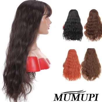 

MUMUPI Orange Color brown long white wig Water Wave curly Hairstyle Wigs for Women girl cosplay fake hair