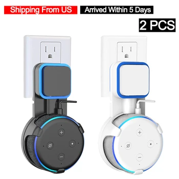 

(From US) 2 IN 1 Outlet Wall Mount Hanger Holder Stand for Amazon Alexa Echo Dot 3rd Gen Space Saving Stand Assistants Bracket