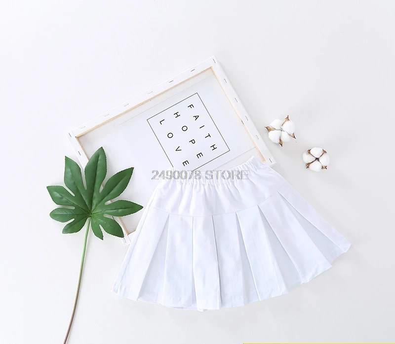 white skirt Юбка в Корейском стиле для школьниц; плиссированная юбка принцессы для маленьких девочек; одежда для маленьких девочек-подростков; одежда для выступлений - Цвет: white skirt
