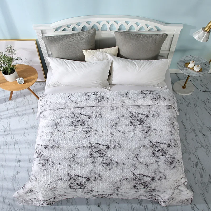 

WUJIE Europe Style 100% Polyester Marble Pattern Throw Blanket Bedspread Bedding Covers Bed Sheet Home Textile Bedding Decor