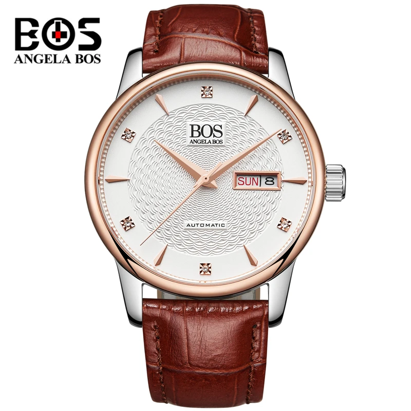 

Relogio Masculino ANGELA BOS Luxury Brand Week Date Automatic Watch Men Fashion Business Mechanical Wrist Watches Clock Man Saat