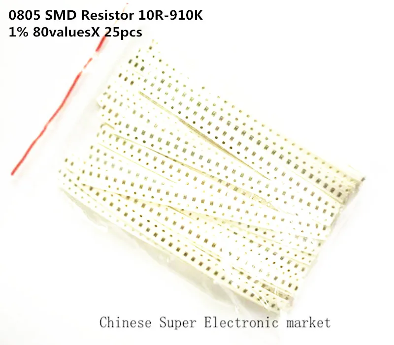 2000 шт. 0805 SMD комплект резисторов в ассортименте набор 10R 910K 1% smd пакет 80valuesX 25 =