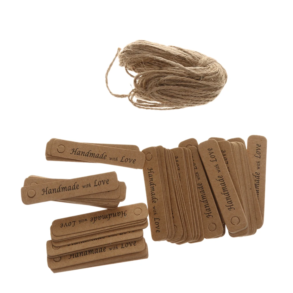 Pack of 100 Kraft Paper Hanging Tags Wedding Engagement Party Label Gift Cards