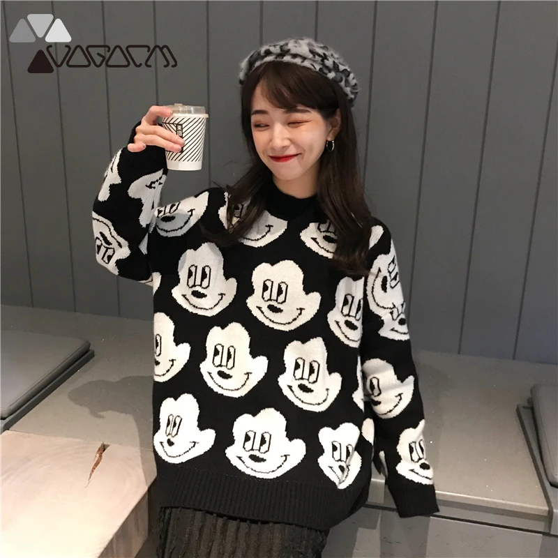 

New Women Sweater Kawaii O-Neck Winter Sweaters Women Long Korean Style Tops Woman Oversized Sweater Pullover Fall 2019 Clothes