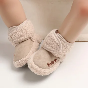 

Newborn Unisex Autumn Winter First walker Shoes Love and velvet Shoes Toddler Soft Soled Super Keep Warm Infant Baby shoes