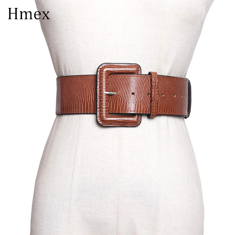 Дизайн Ceinture большой Femme кожаный широкий женский поясной ремень модная квадратная игла с пряжкой корсет черный коричневый пояс для платья