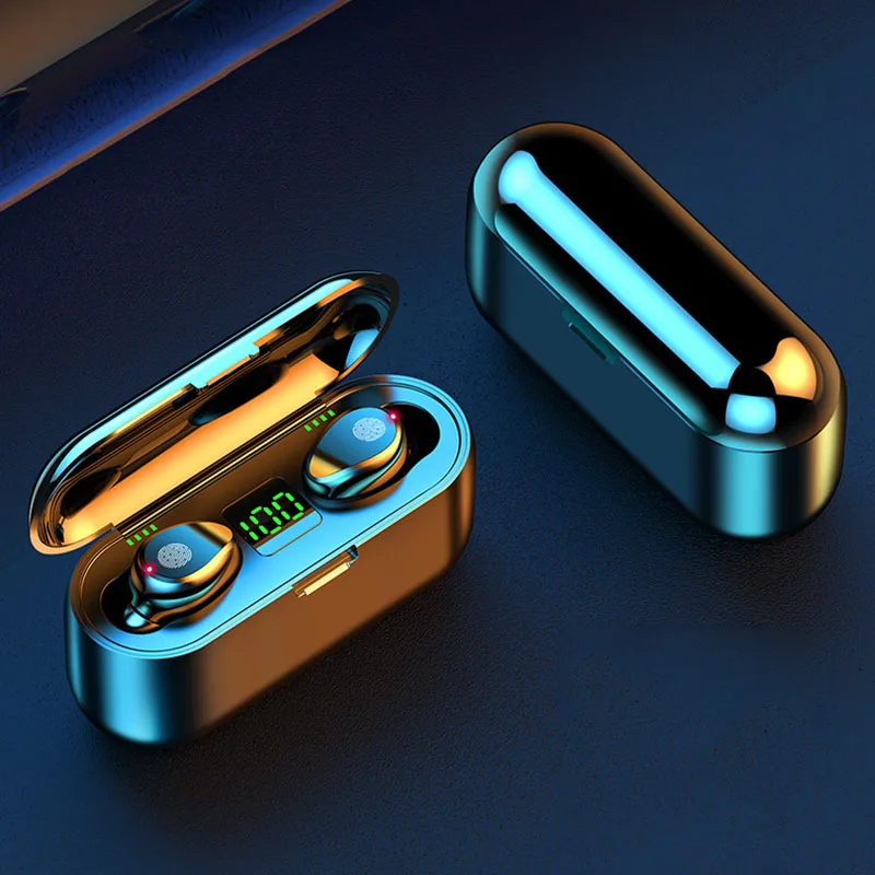 F9 TWS Wireless Headphones Bluetooth 5 0 2000mAh Charging Box Earphone HIFI Mini Sports Gaming Headset For iphone Android gift