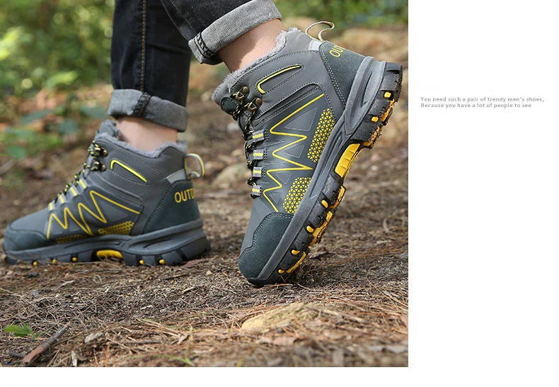 Hemmyi/Мужская обувь для походов на открытом воздухе; нескользящие теплые плюшевые хлопковые зимние кроссовки; мужская обувь на шнуровке;