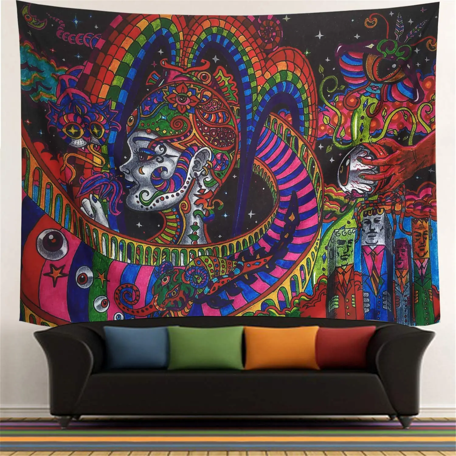 

Psychedelic Tapestry Wall Hanging Fantasy Magical Arabesque Tapestry Retro Pattern Mandala Bohemian
