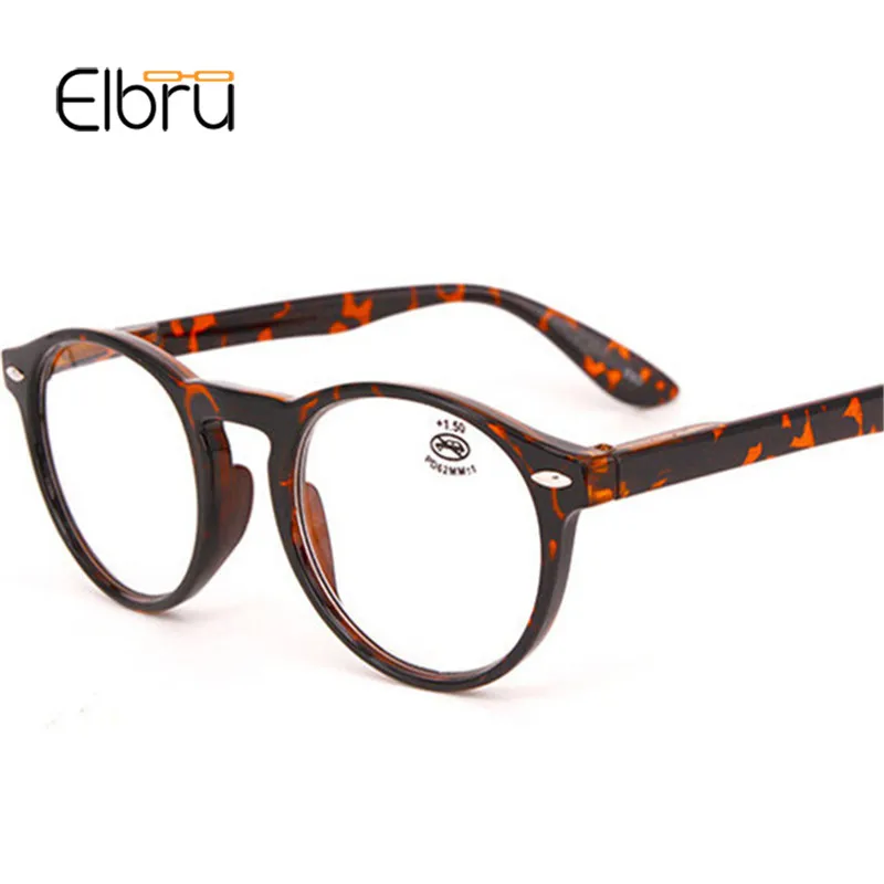 Elbru классическая круглая оправа, очки для чтения для женщин и мужчин, прозрачные линзы, очки для дальнозоркости, очки с диоптрией+ 1,0 до+ 3,5 унисекс