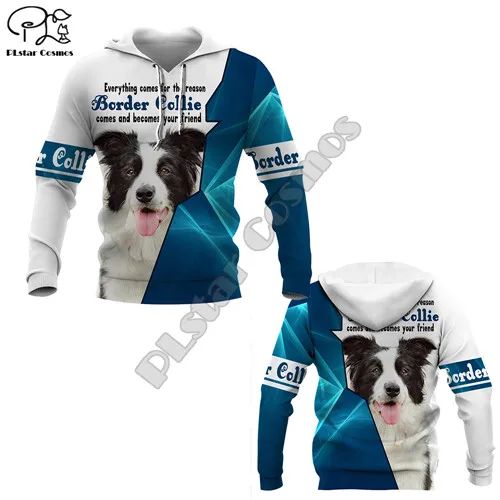 Новинка, мужские толстовки с объемным принтом border collie Dogs, осенние толстовки с длинным рукавом, Женский пуловер, спортивный костюм с капюшоном, верхняя одежда