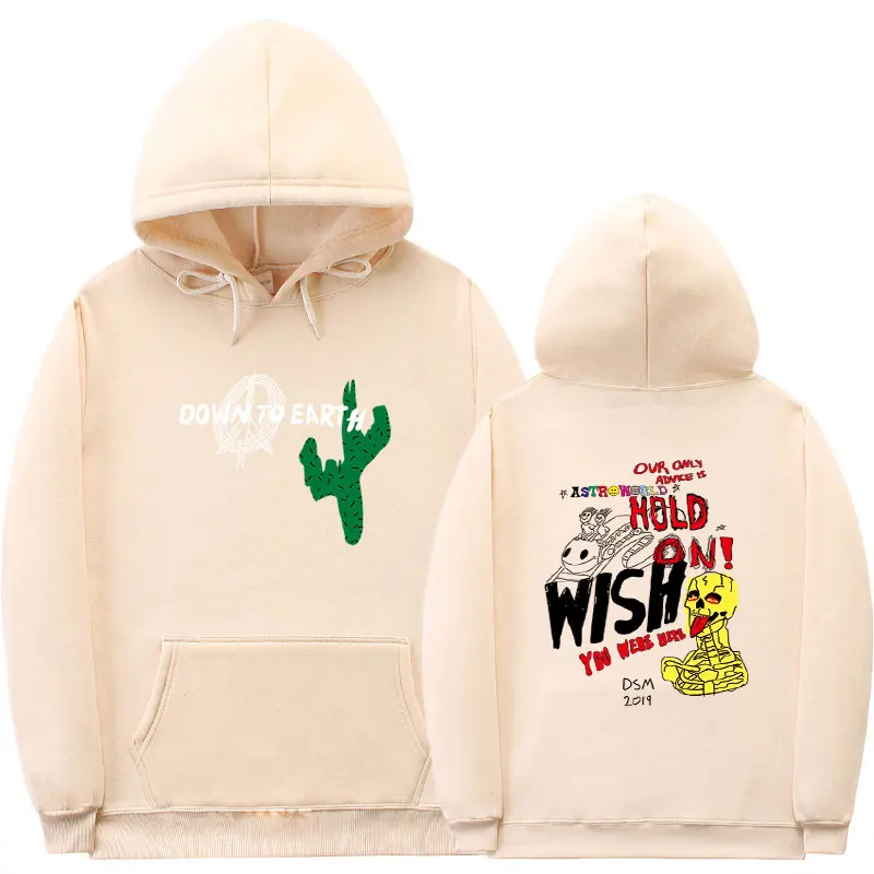 Khaki Толстовка с изображением Трэвиса Скотта ASTROWORLD Wish You WAS Here Hip Hop уличная Мужская и женская модная толстовка с капюшоном пуловер - Цвет: Khaki