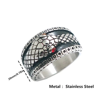 

Size 7 To Size 15 Unisex 316L Stainlesss Steel Punk Gothic Cool Red Stone Eye Snake Newest Ring