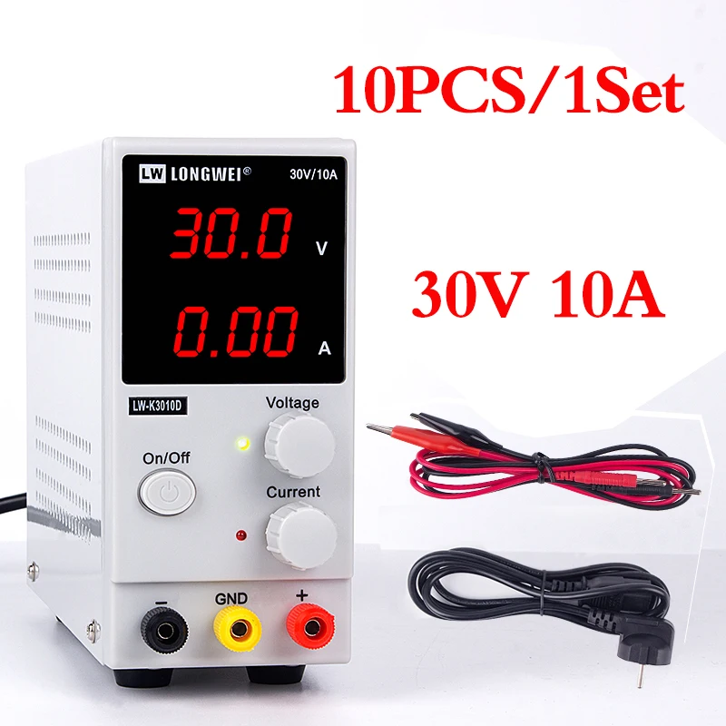 

10PCS/1Set Longwei LW-K3010D DC Adjustable Switching Power Supply Laboratory 30V 10A Voltage Regulator Lab Digital Bench Source