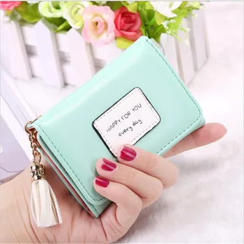

New Candy Colors Short Wallet Female Personality Zipper Buckle Card Bit Coin Pocket Small Fresh Wallet Billetera Portemonnee