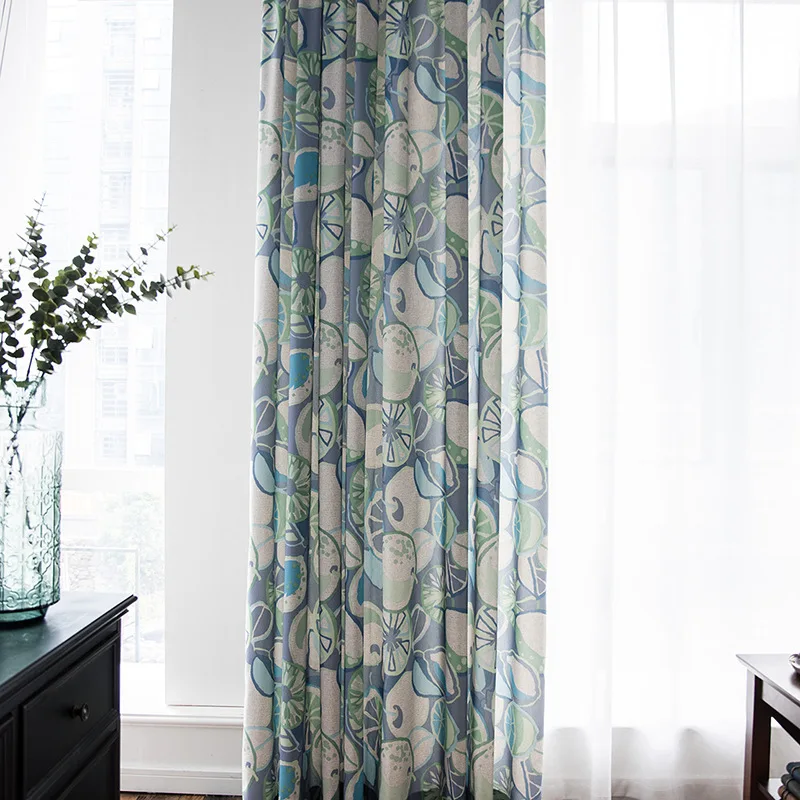 Modern Fresh Curtains Children's Living Room Bedroom Cartoon Painting Curtain Fabric Cotton Linen Cloth Window Treatments