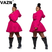VAZN, зимняя, высококачественная, для снижения возраста, сексуальная, теплая, модная, однотонная, длинный рукав, для женщин, тонкая, толстая, длинная, верхняя одежда