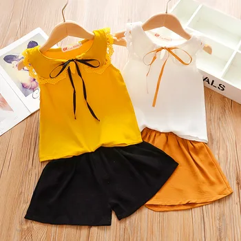 

Girls Clothing Sets 2020 New Summer Girls Clothes Sleeveless T-shirt+Shorts/skirt 2Pcs Kids Clothing Sets