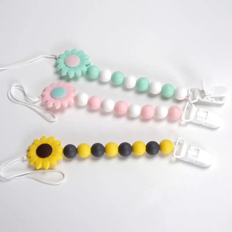 

Sunflower Chain Appease Pacifier Infant Nipple Feeding Anti-fall Clip Chew Toy