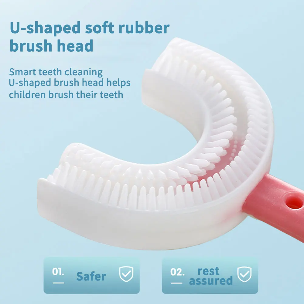 Kids Toothbrush U-Shape Infant Toothbrush with Handle Silicone Oral Care Cleaning Brush for Toddlers Ages 2-12 Drop Shipping