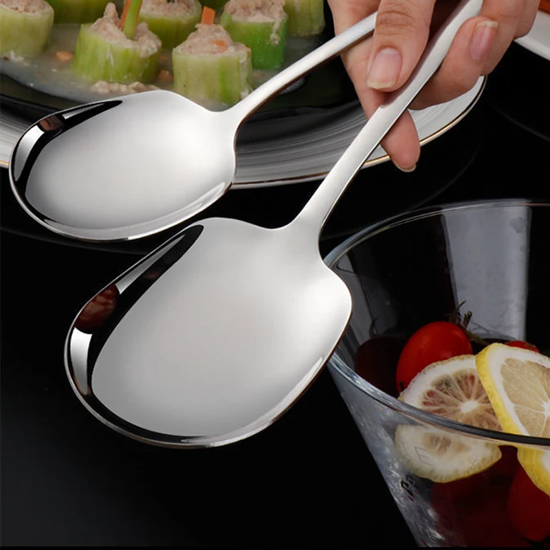 Serving Spoon Thicken Kitchen Dinner Dish Soup Rice Western Restaurant Bar Public Large Stainless Steel Round Head Buffet