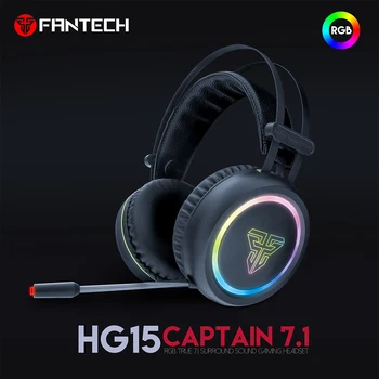 

FANTECH HG15 USB 7.1 Stereo Wired Gaming Headphones RGB Game Headset Over Ear With Mic Voice Control For Laptop Computer Gamer