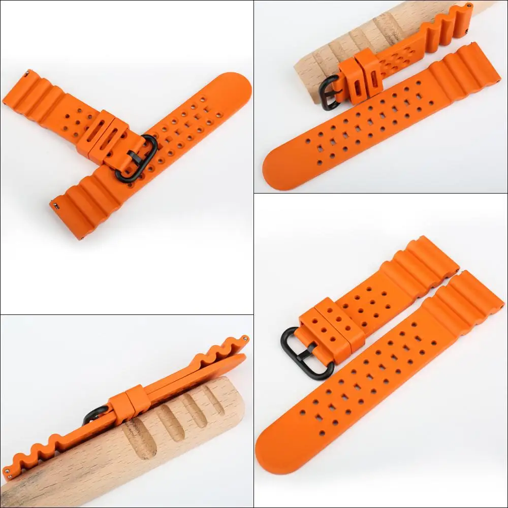 Vibrant Orange Sport Watch Strap - Quick Release Rubber Band Bracelet
