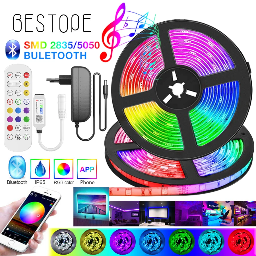 High end Bluetooth RGB Светодиодные ленты светильник SMD 5050 гибкая лента 2835 Светодиодный 20 м