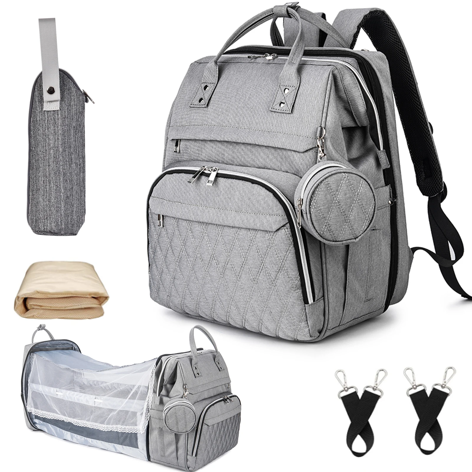 7 In 1 Diaper Bag Backpack With Changing Station Portable