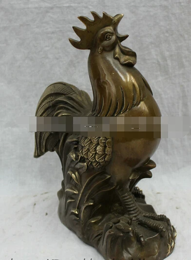 503+++ 1" китайский год бронзовая фигурка знака зодиака JiXiang Петух стенд петух статуя медная фигурка
