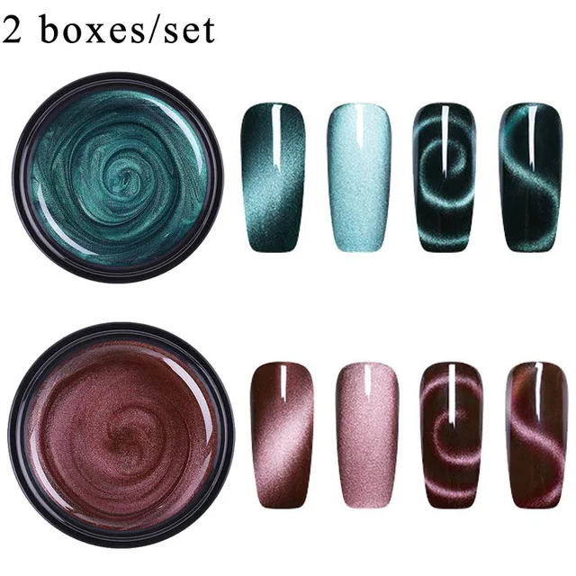 2 Boxes Set 7 LEMOOC Магнитный 5D кошачий глаз УФ-гель для ногтей Магнит Лазерный лак для ногтей звездное небо нефрит эффект личная гигиена дизайн ногтей Lacqure - Цвет: 2 Boxes Set 7