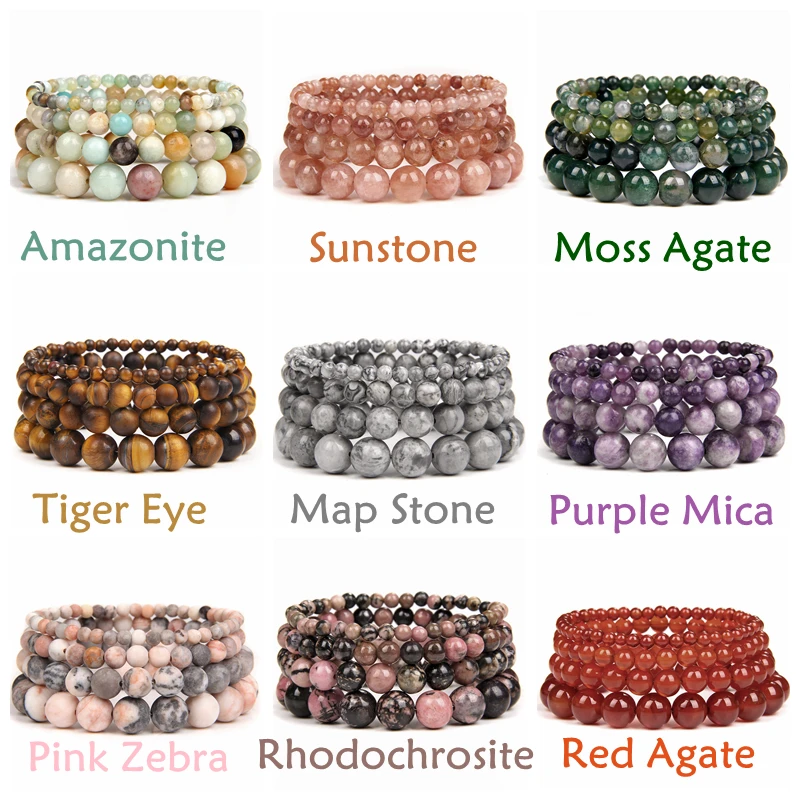 1 pièce 4 6 8 10 MM Agates naturelles pierre de gemme Bracelet perlé bijoux femmes hommes fête ami amoureux Bracelets de guérison cadeaux vente en gros